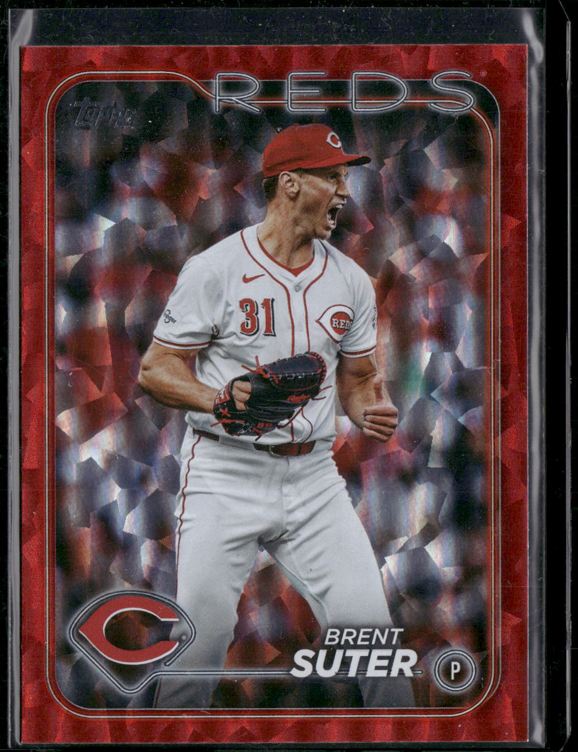 2024 Topps Update #US78 Brent Suter Red Crackle Foilboard #/199