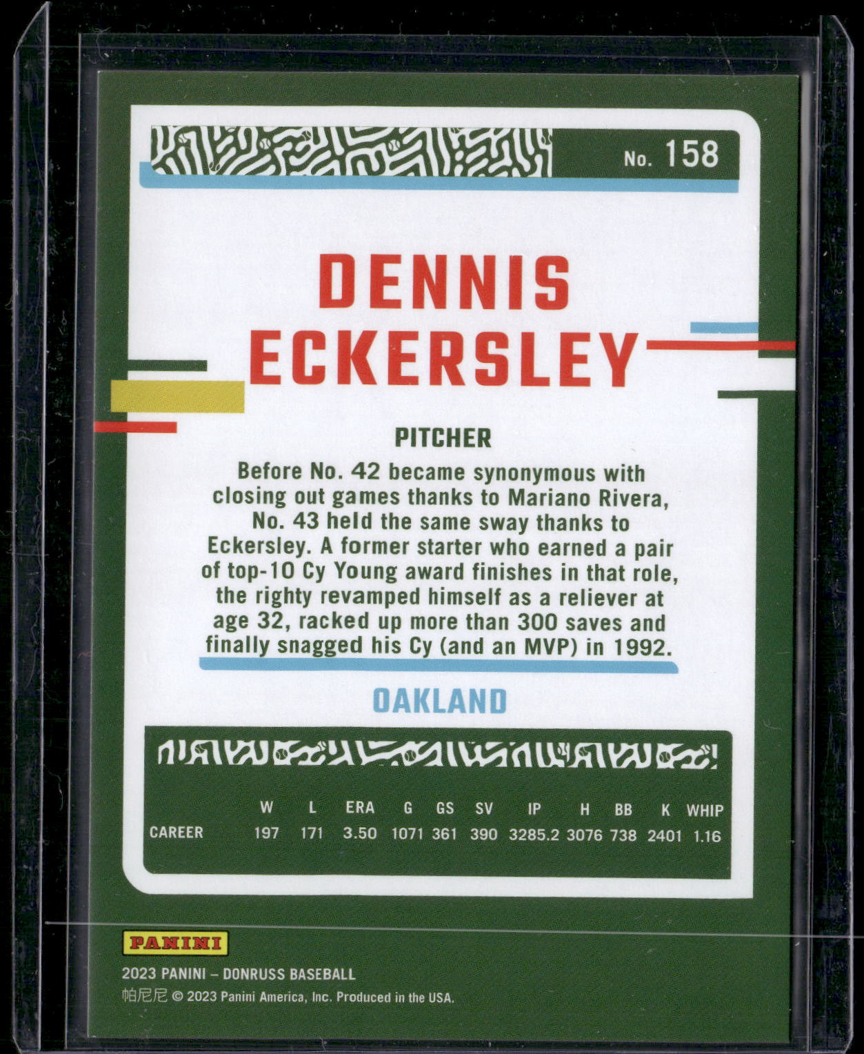 2023 Donruss #158 Dennis Eckersley Holo Red #/2023