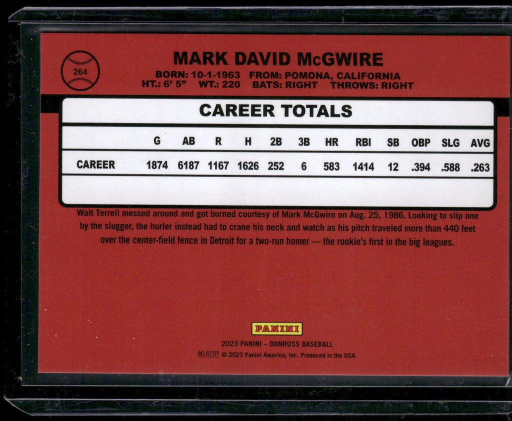 2023 Donruss #264 Mark McGwire Holo Red #/2023