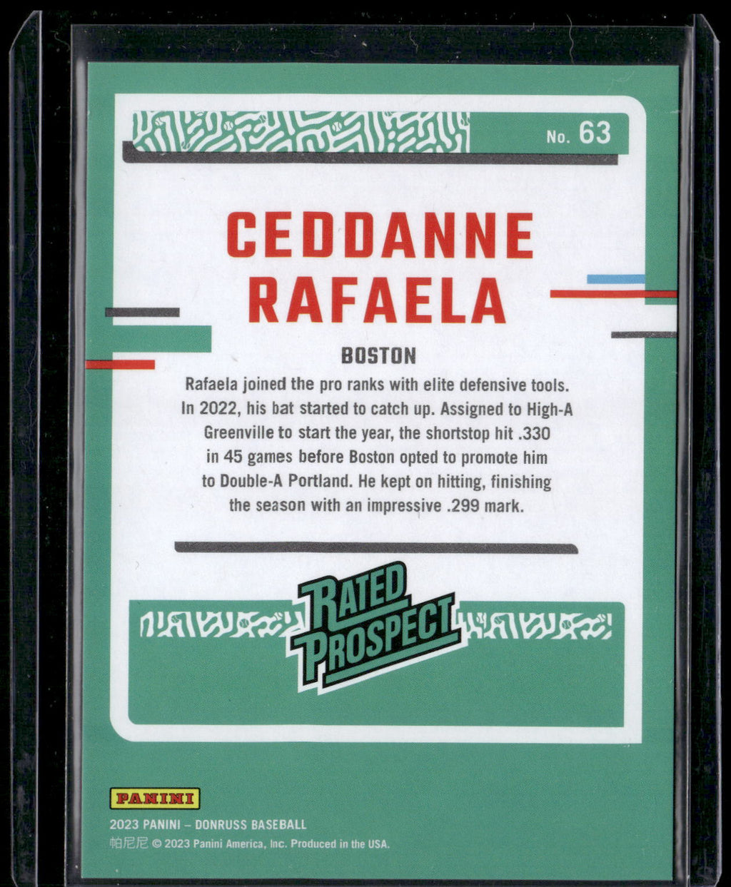 2023 Donruss #63 Ceddanne Rafaela Holo Red #/2023