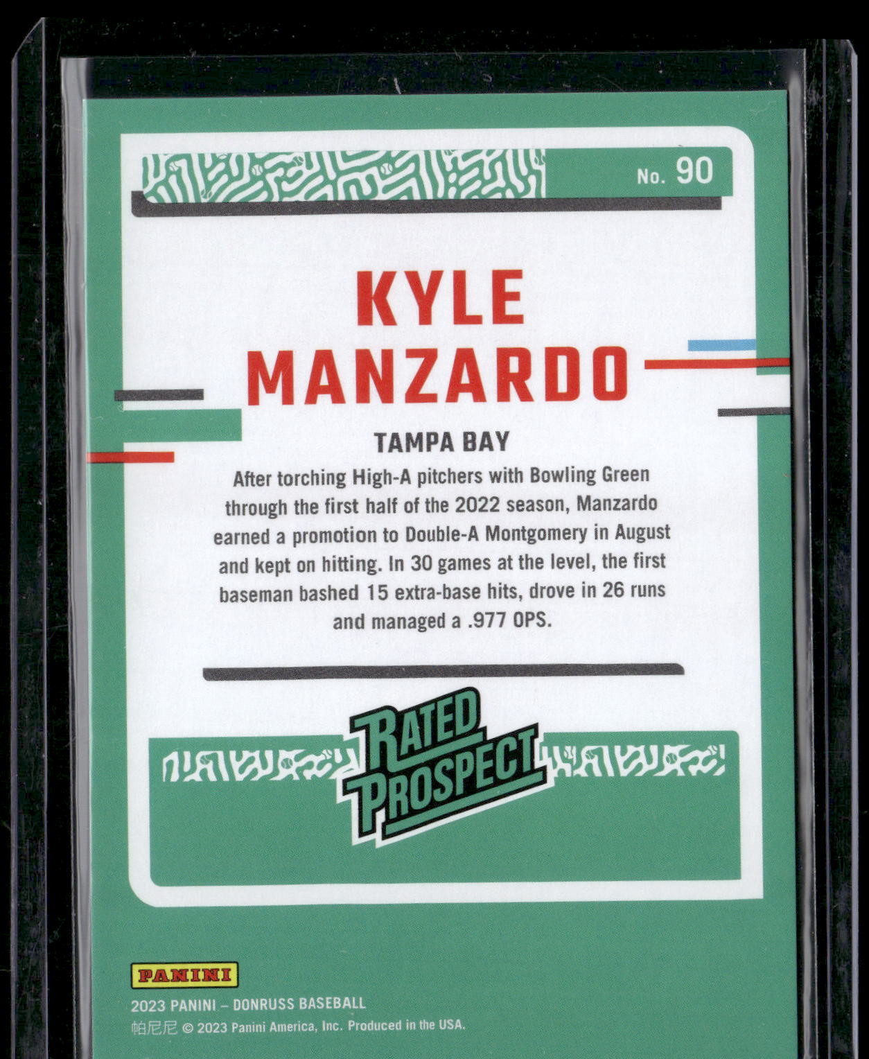 2023 Donruss #90 Kyle Manzardo Holo Red #/2023
