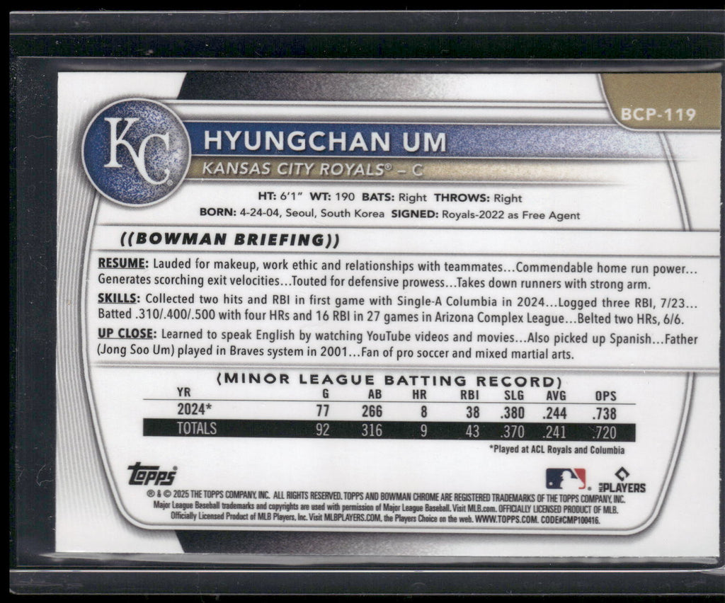 2025 Bowman #BCP-119 Hyungchan Um Chrome Prospects Reptilian Refractor