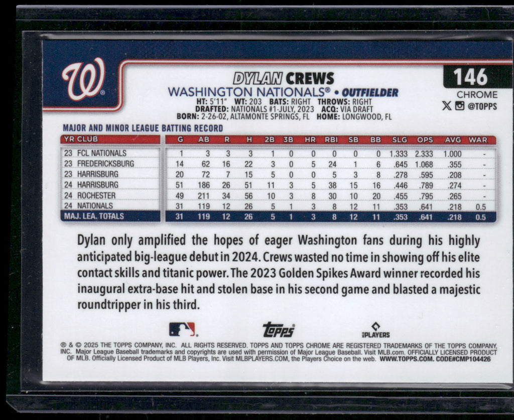 2025 Topps Chrome #146 Dylan Crews
