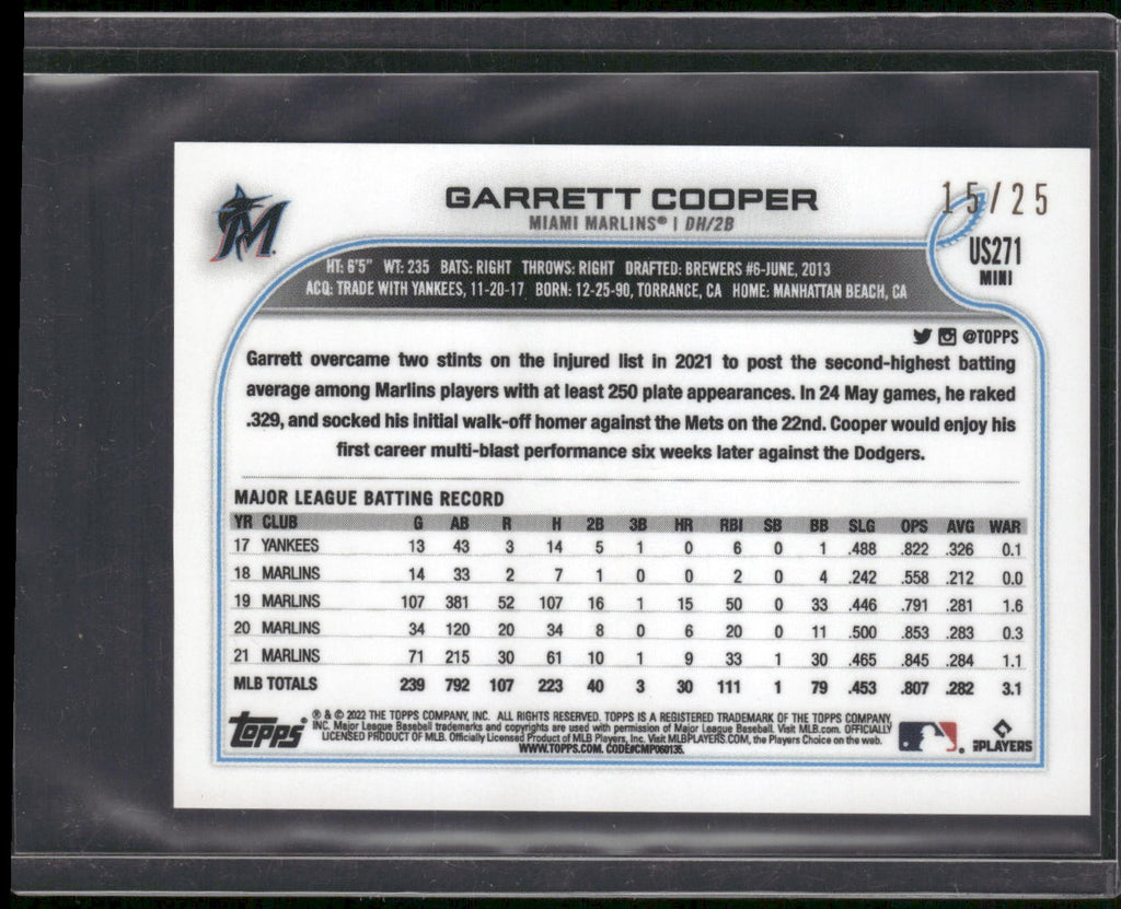 2022 Topps Mini #US271 Garrett Cooper Pink #/25