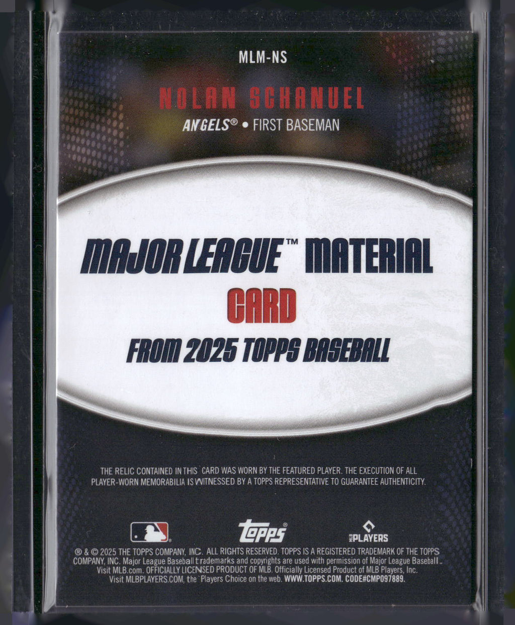 2025 Topps #MLM-NS Nolan Schanuel Major League Material Relics (Series One)
