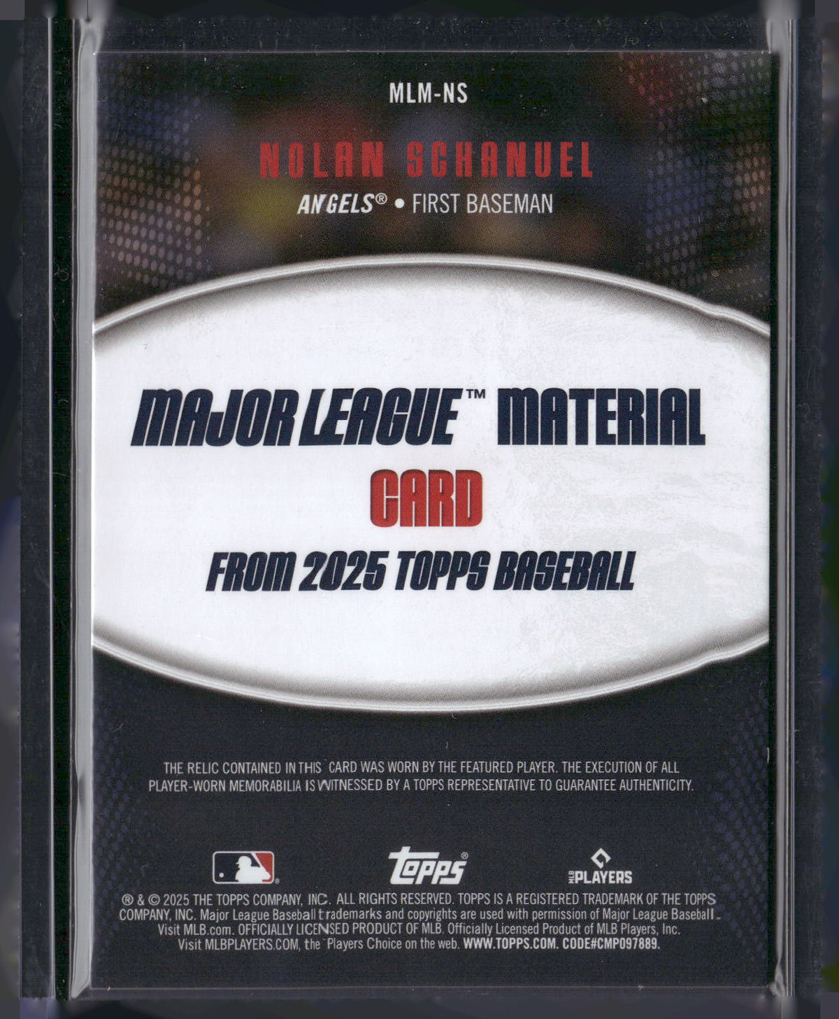 2025 Topps #MLM-NS Nolan Schanuel Major League Material Relics (Series One)