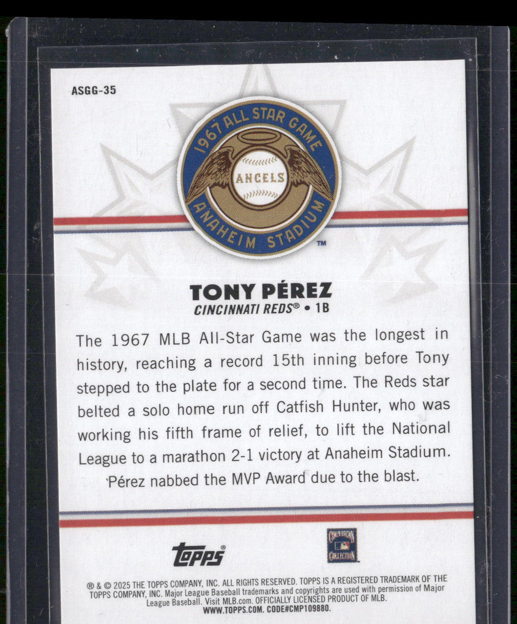 2025 Topps All-Star Game #ASGG-35 Tony Perez All-Star Game Greats Gold #/50