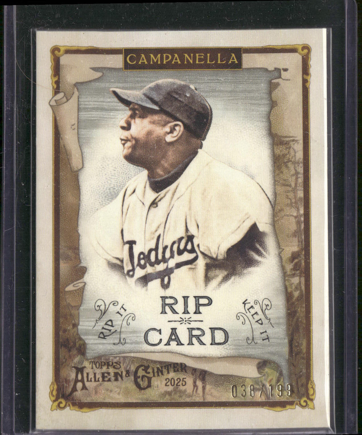2025 Topps Allen & Ginter #RIP-63 Roy Campanella Rip Cards #/199