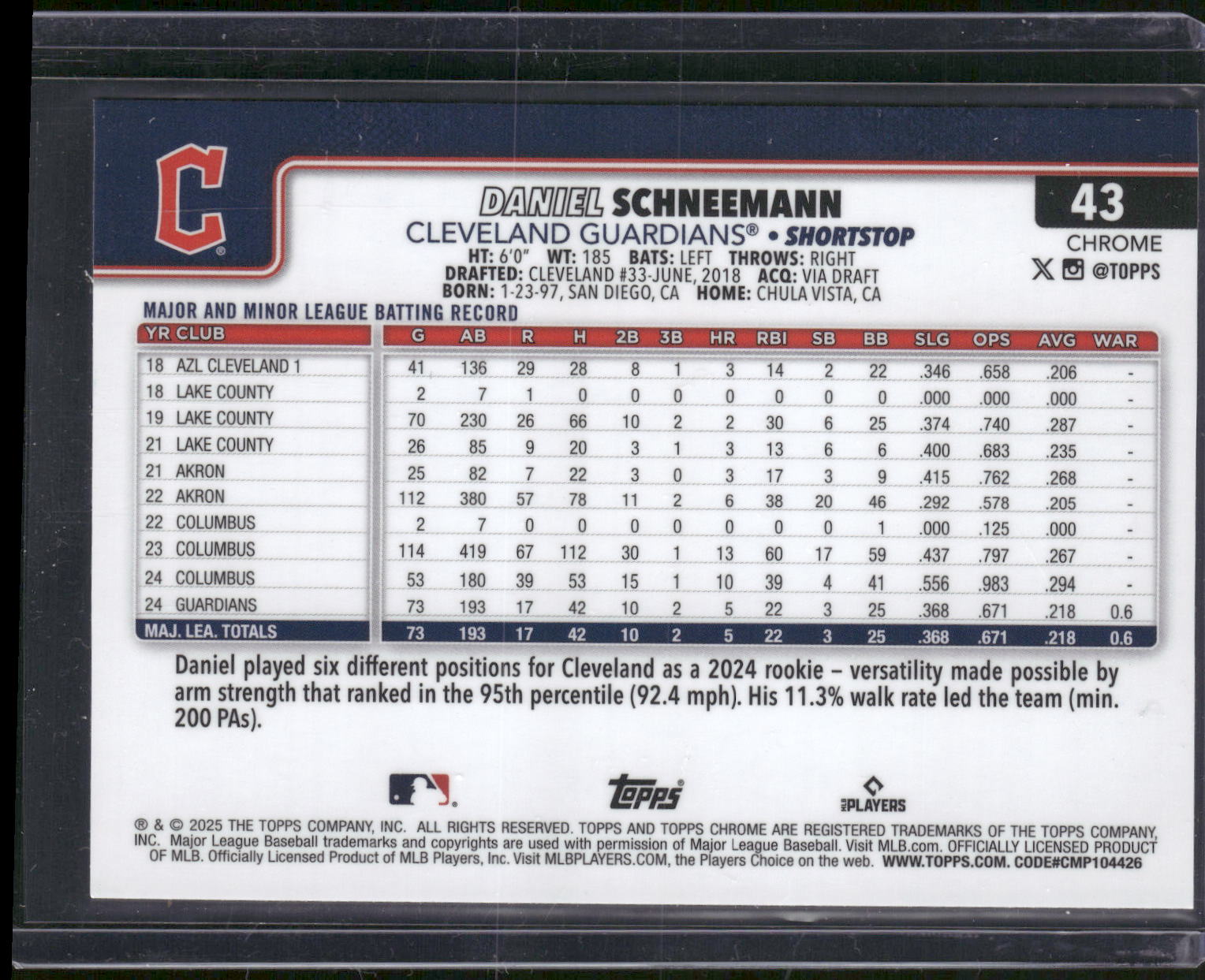 2025 Topps #574 Daniel Schneemann Purple Rainbow Foil #/250