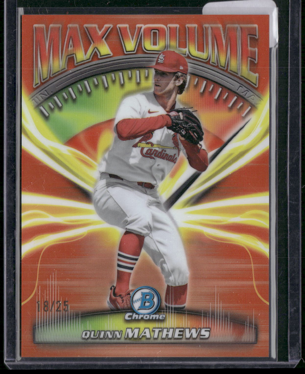 2025 Bowman Chrome #MV-10 Quinn Mathews Max Volume Orange #/25