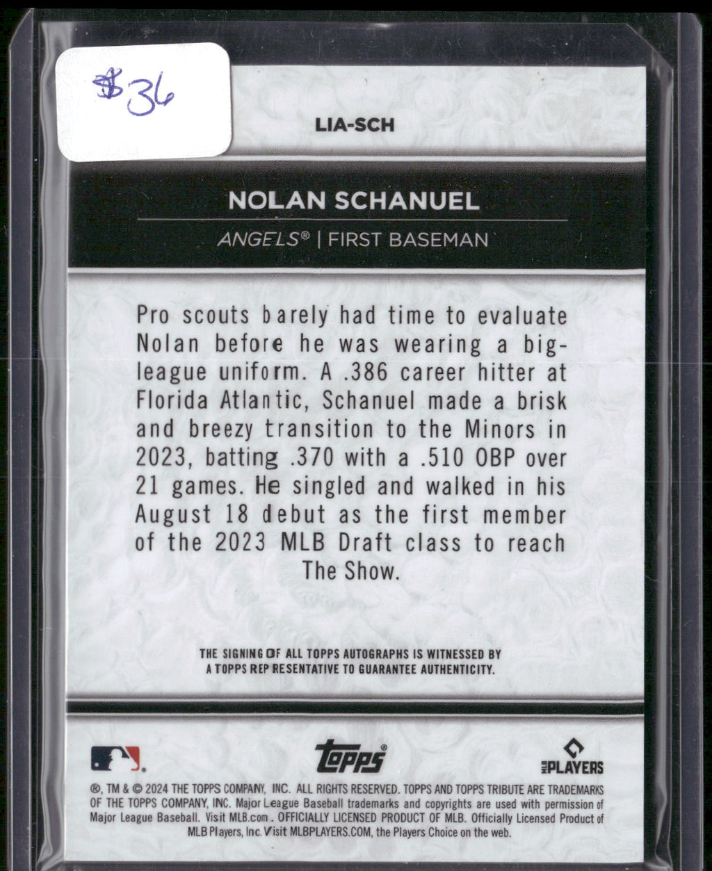 2024 Topps Tribute #LIA-SCH Nolan Schanuel Autographs Red #/10