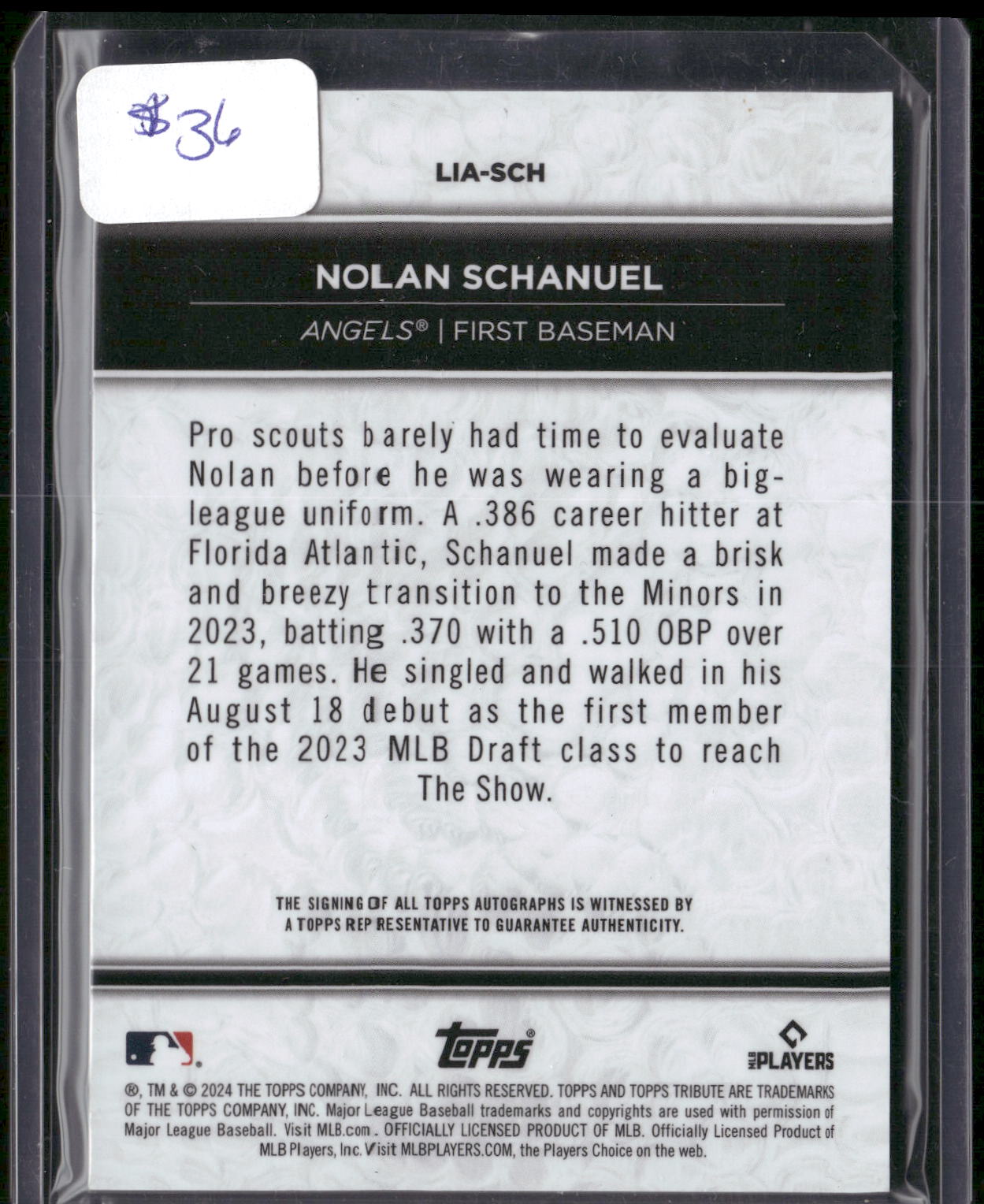 2024 Topps Tribute #LIA-SCH Nolan Schanuel Autographs Red #/10
