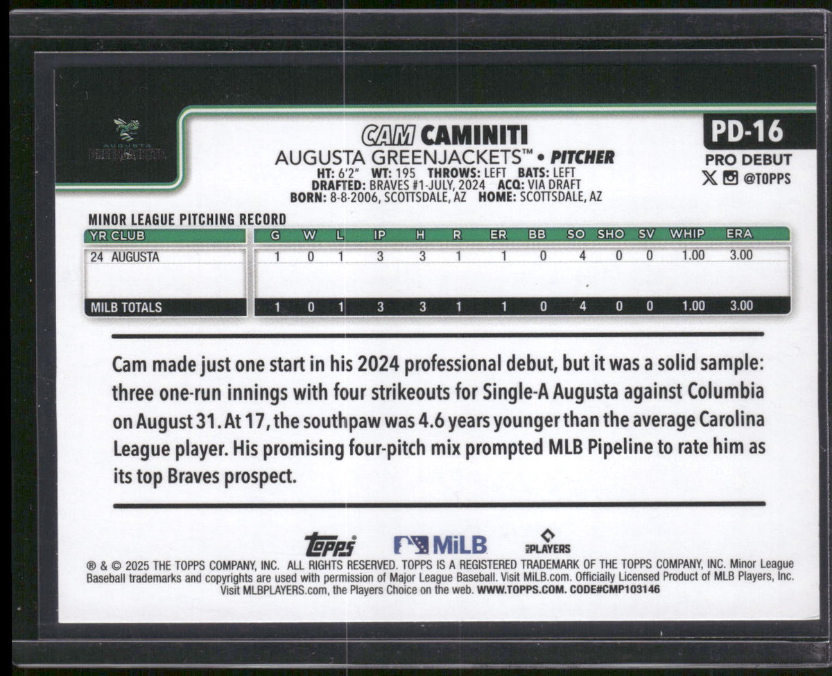 2025 Topps Pro Debut #PD-16 Cam Caminiti