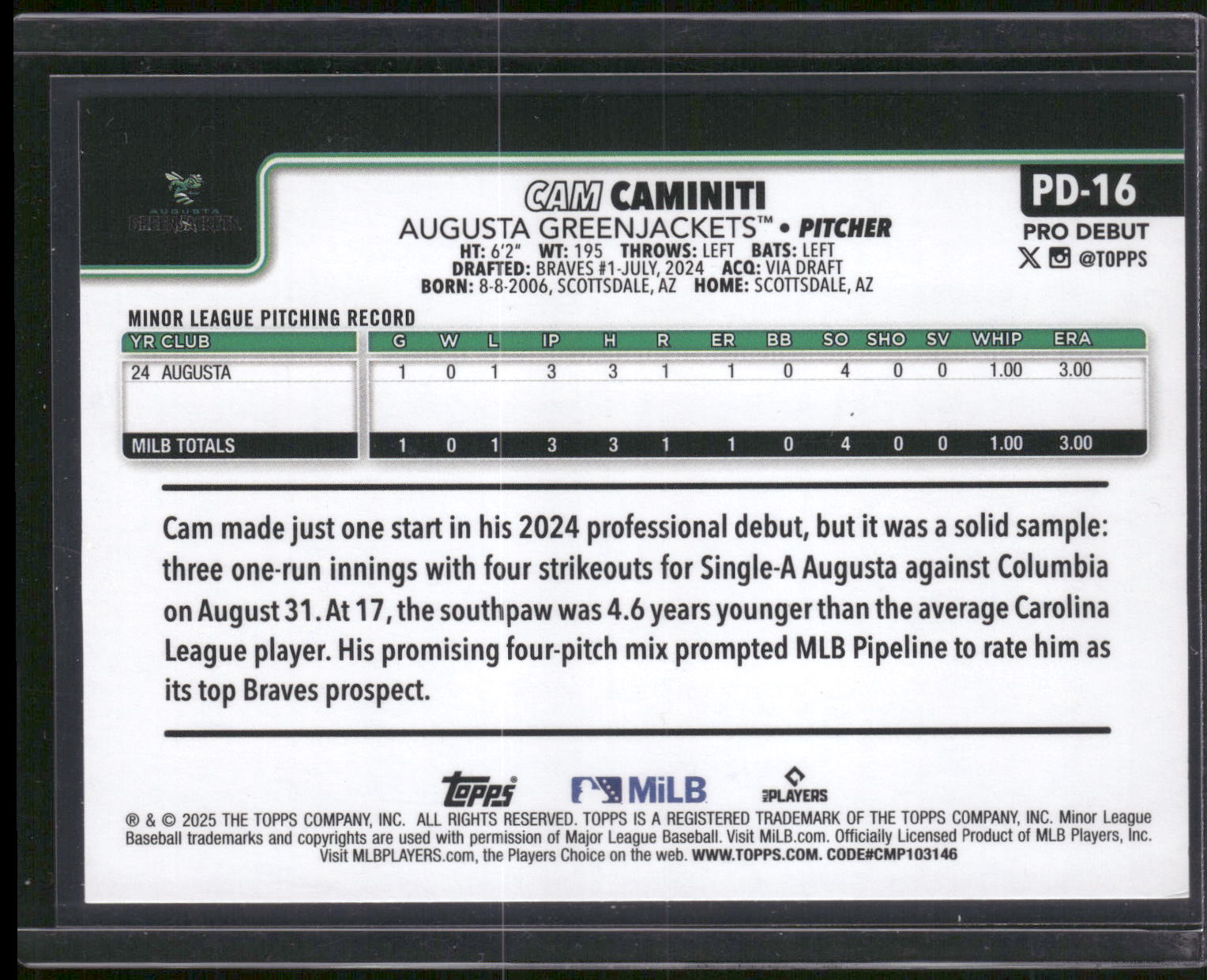 2025 Topps Pro Debut #PD-16 Cam Caminiti