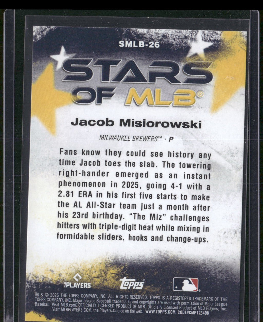 2026 Topps #SMLB-26 Jacob Misiorowski Stars of MLB