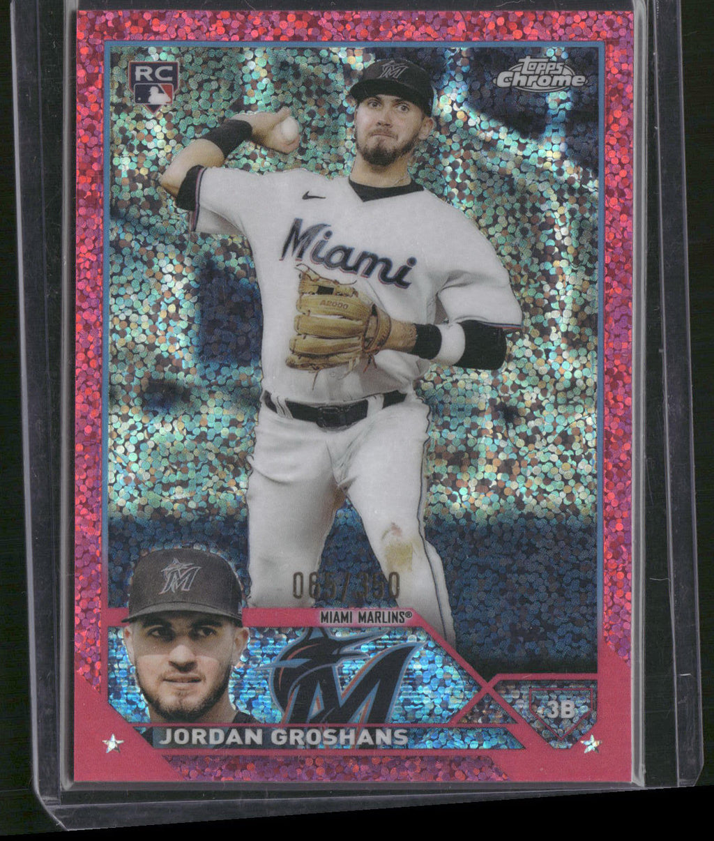 2023 Topps Chrome #9 Jordan Groshans Magenta Speckle Refractors #/350