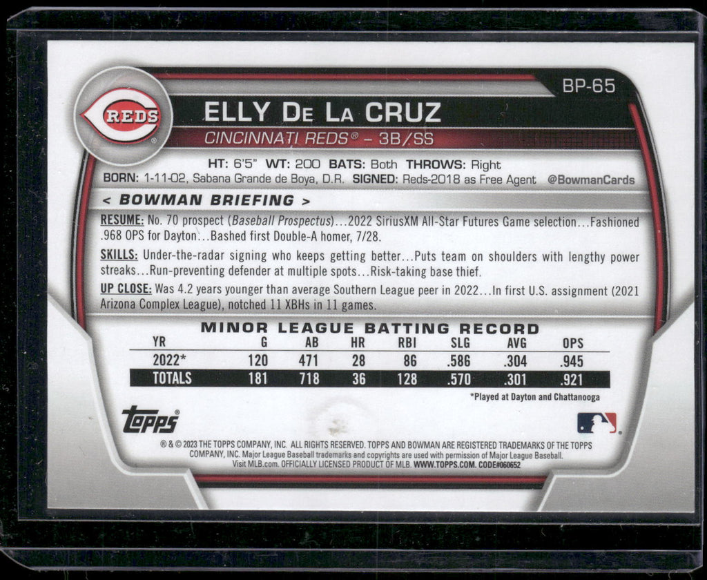 2023 Bowman #BP-65 Elly De La Cruz Prospects