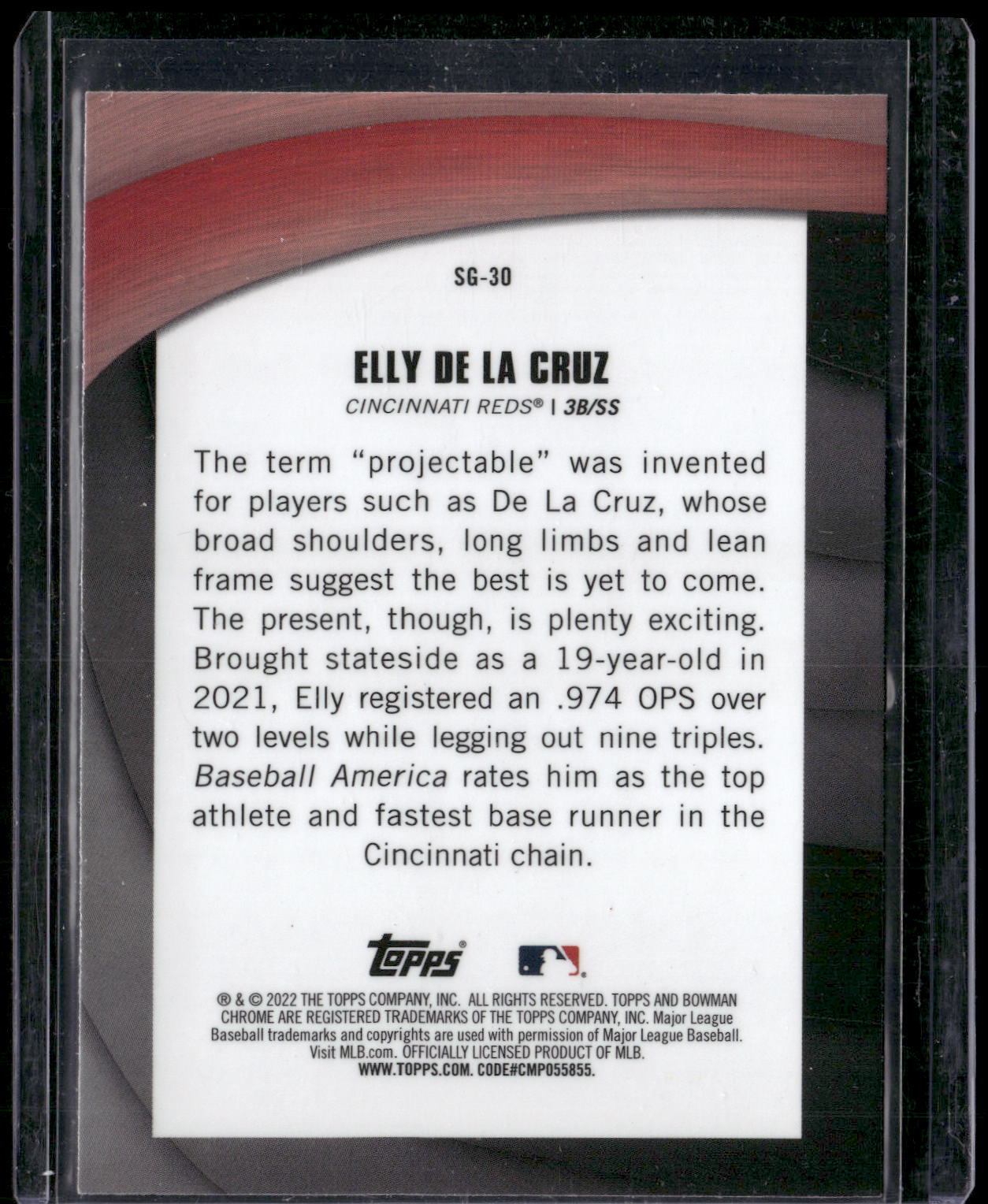 2022 Bowman Chrome #SG-30 Elly De LA Cruz Shades of Greatness