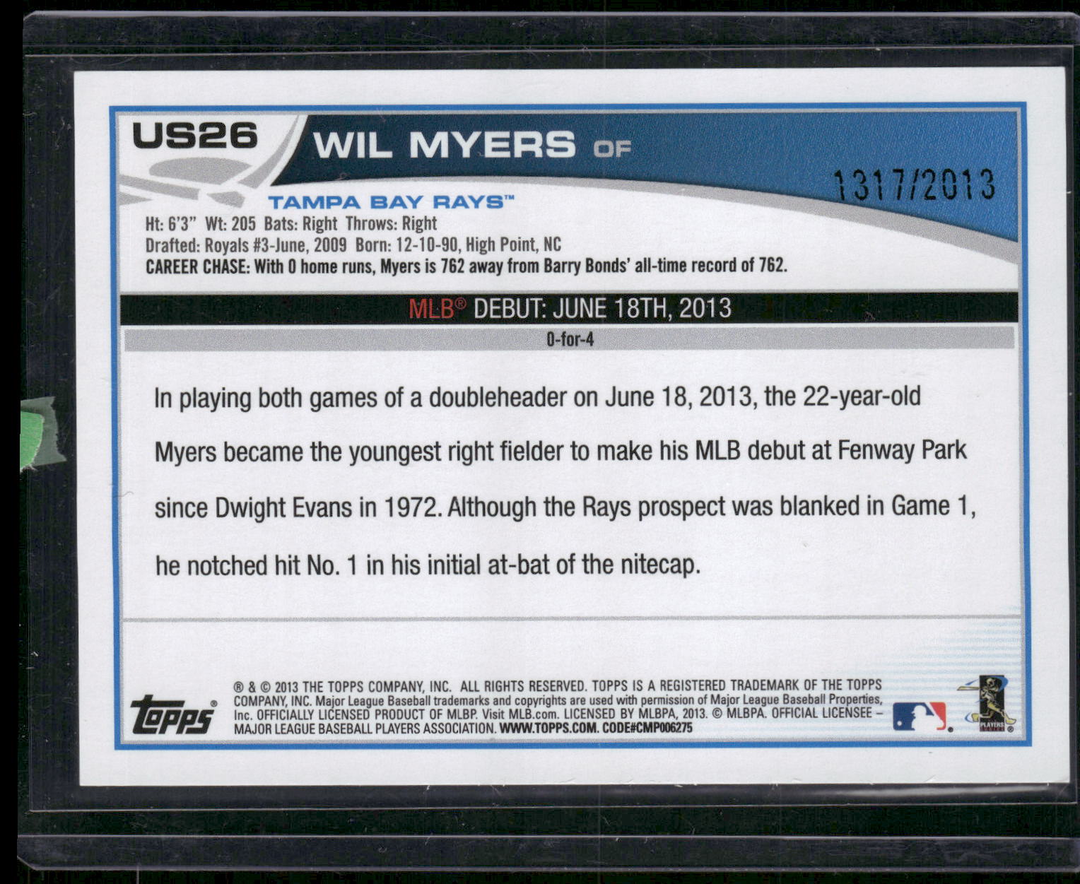 2013 Topps Update #US26 Wil Myers Gold #/2013