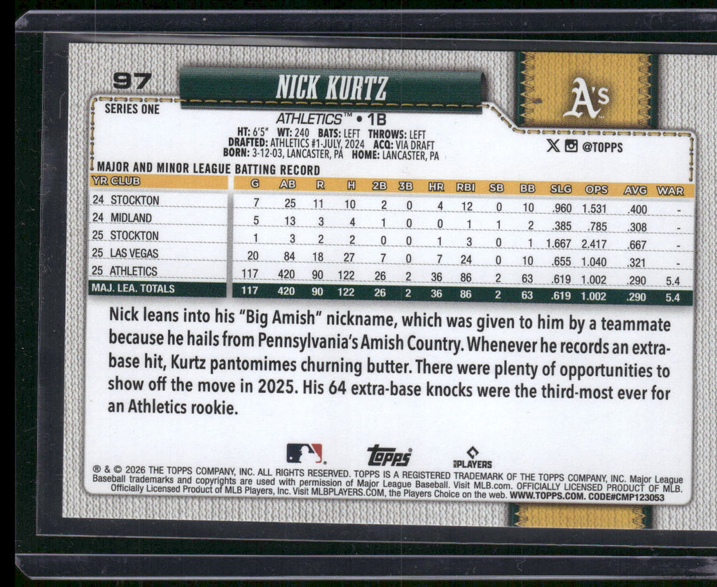 2026 Topps #97 Nick Kurtz