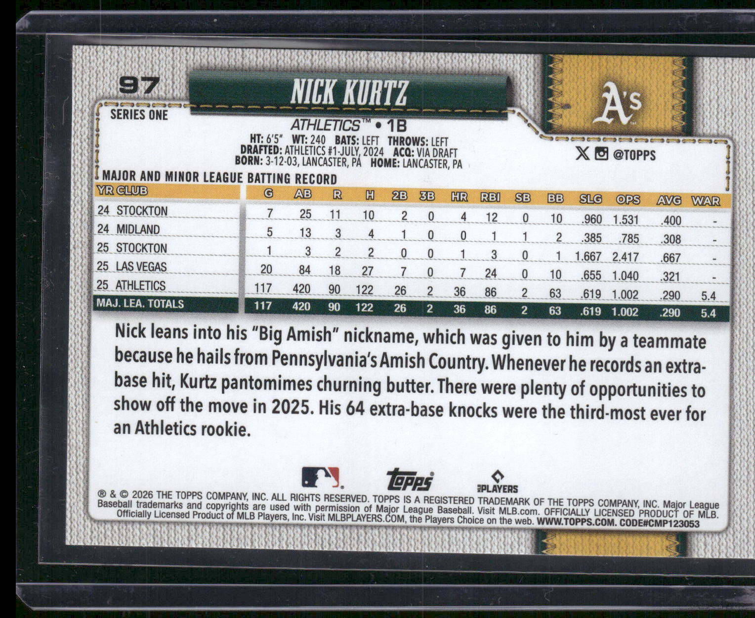 2026 Topps #97 Nick Kurtz