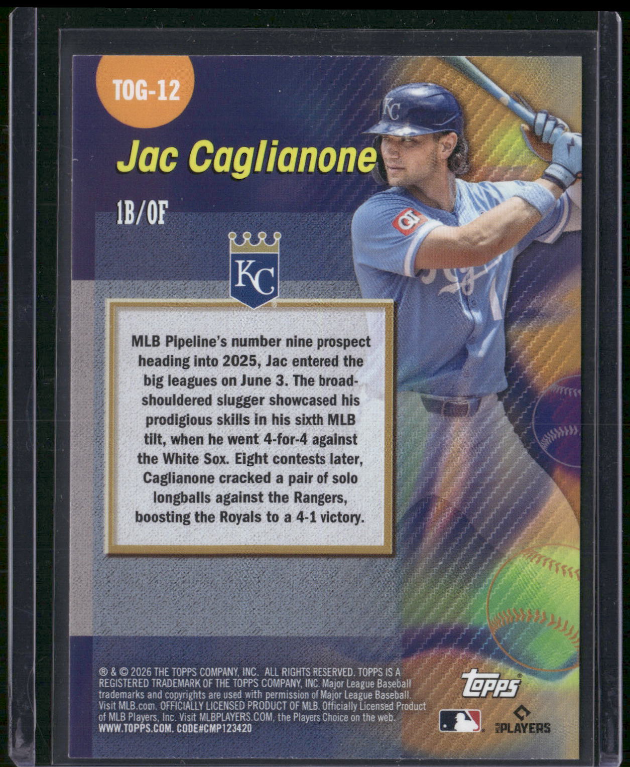 2026 Topps #TOG-12 Jac Caglianone Titans of the Game