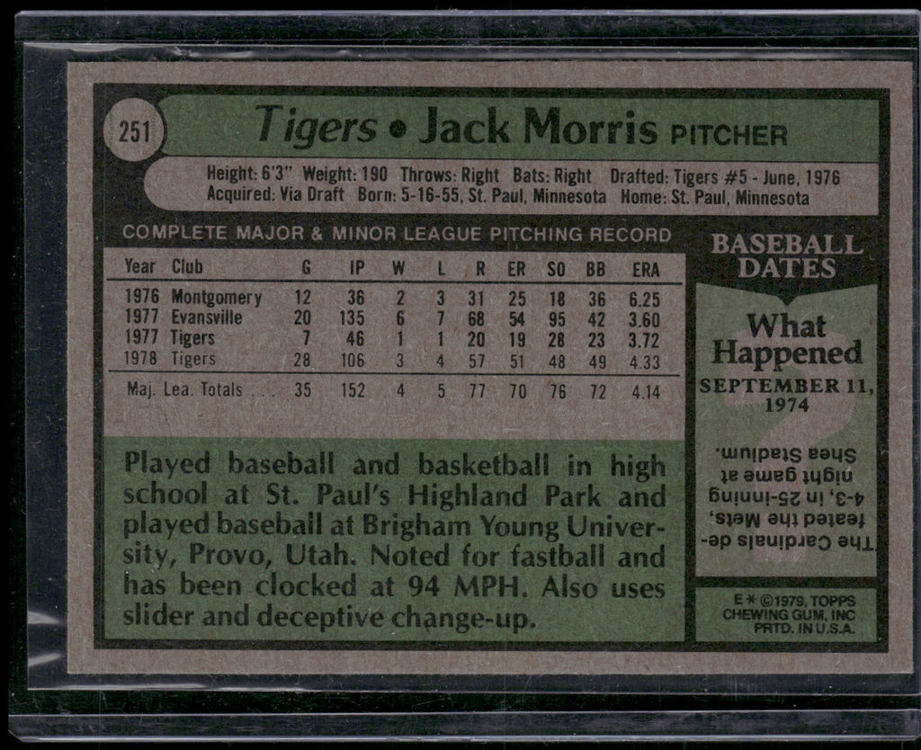 1979 Topps #251 Jack Morris