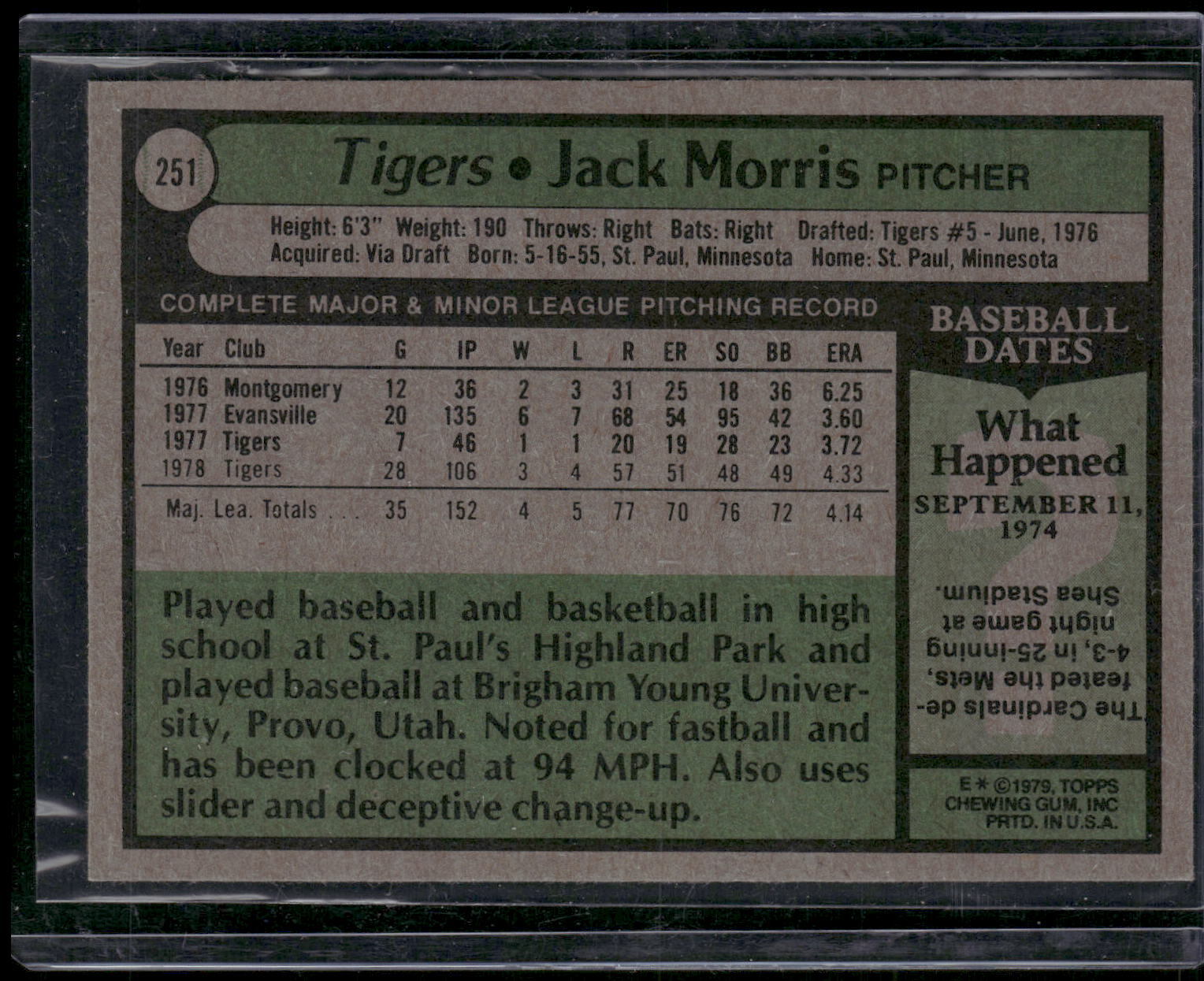 1979 Topps #251 Jack Morris