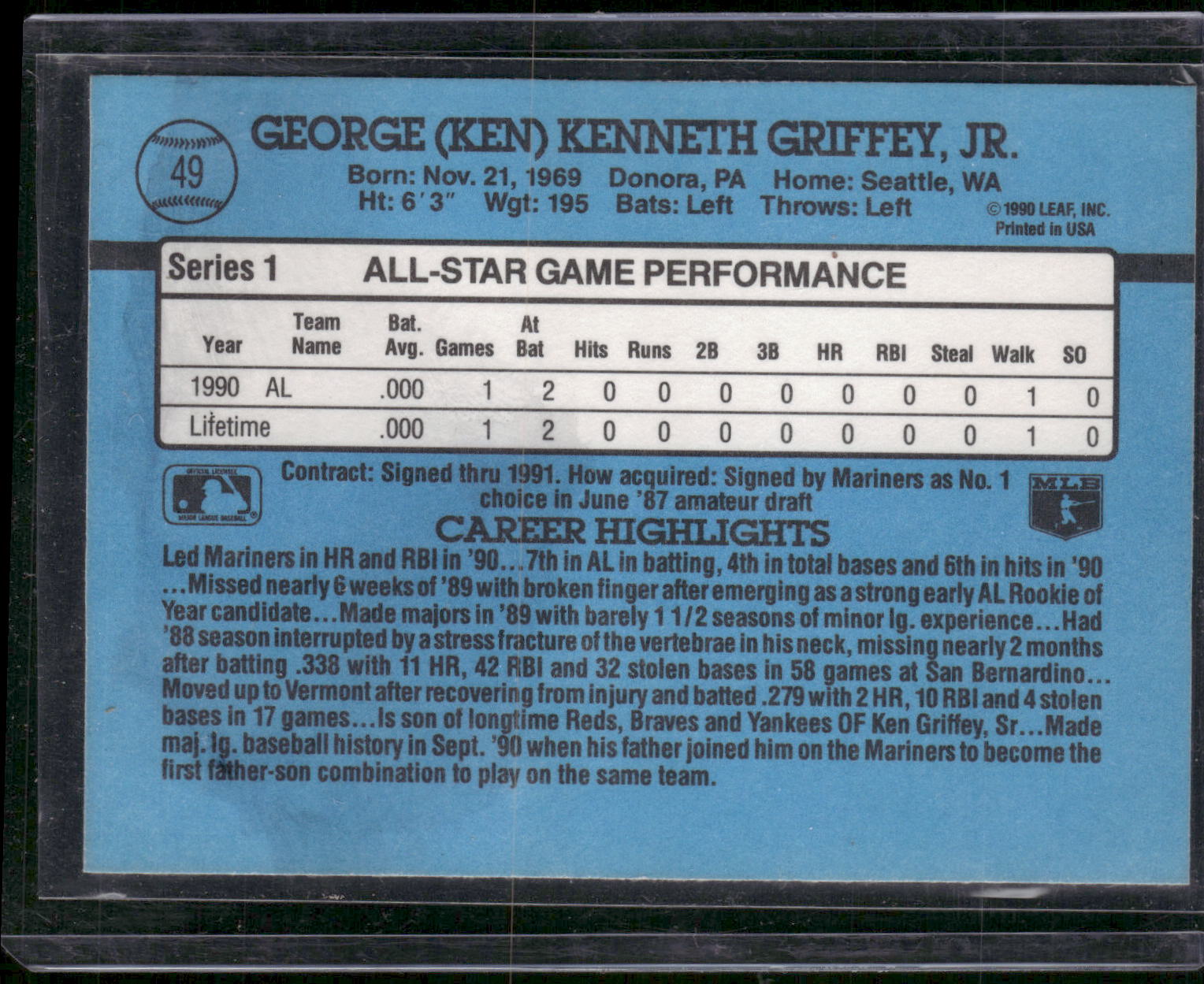 1991 Donruss #49 Ken Griffey Jr.
