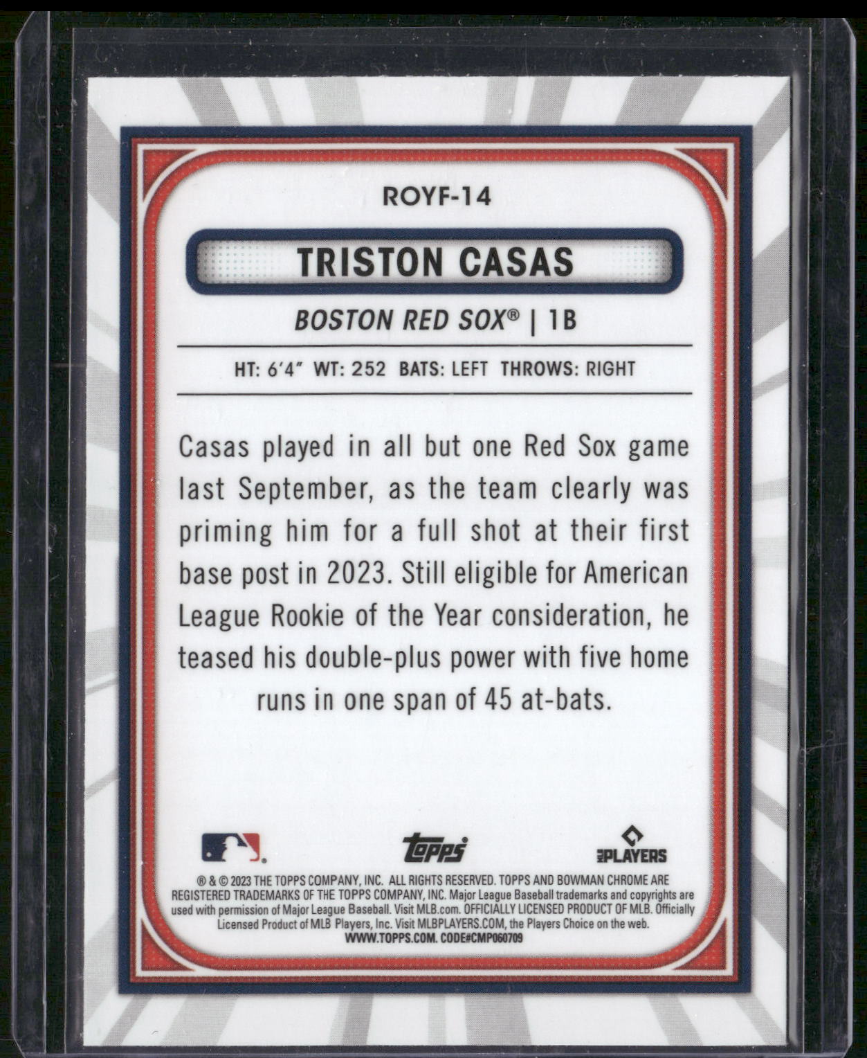 2023 Bowman #ROYF-14 Triston Casas Rookie of the Year Favorites