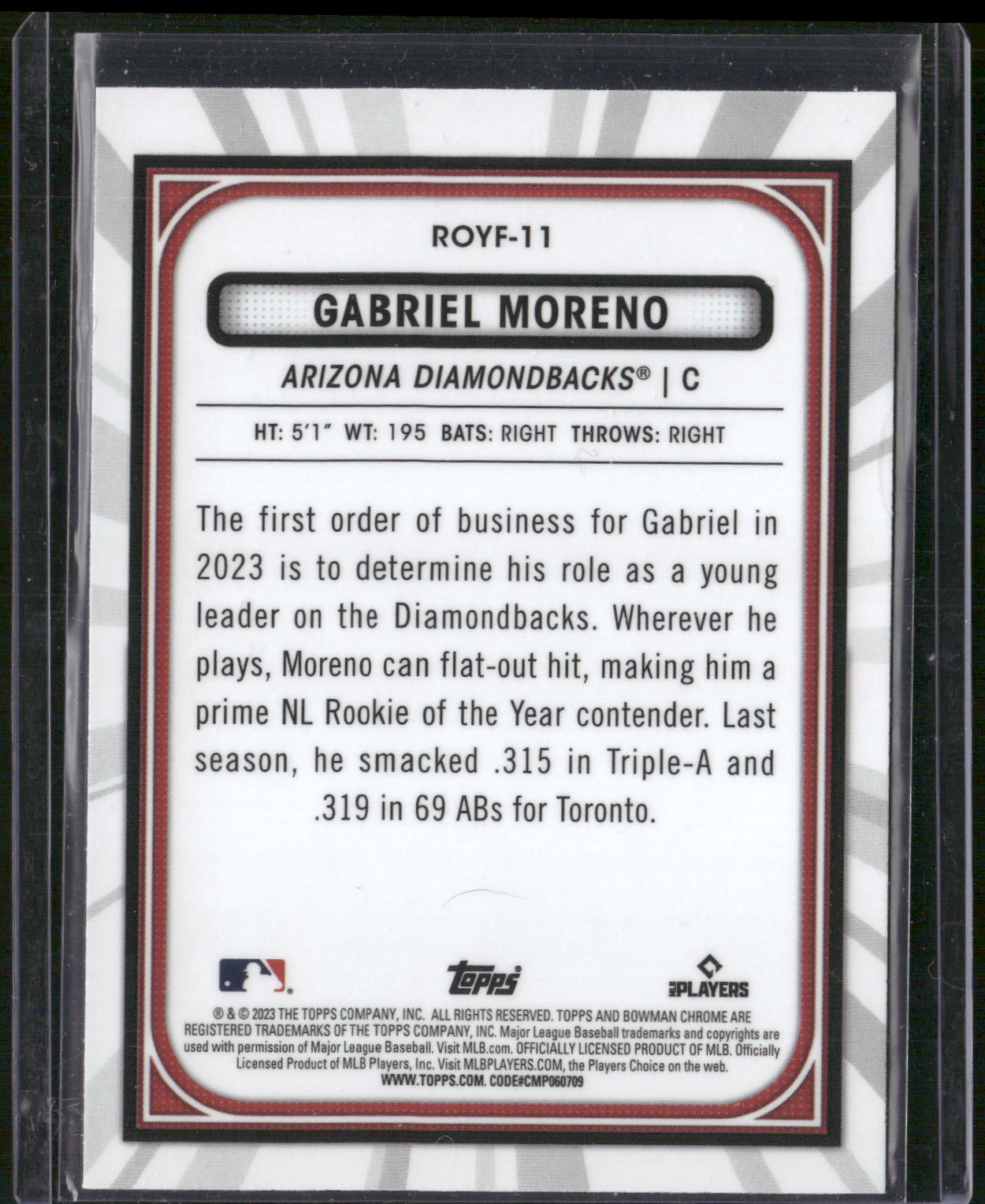 2023 Bowman #ROYF-11 Gabriel Moreno Rookie of the Year Favorites