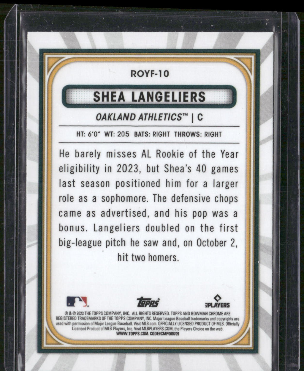 2023 Bowman #ROYF-10 Shea Langeliers Rookie of the Year Favorites