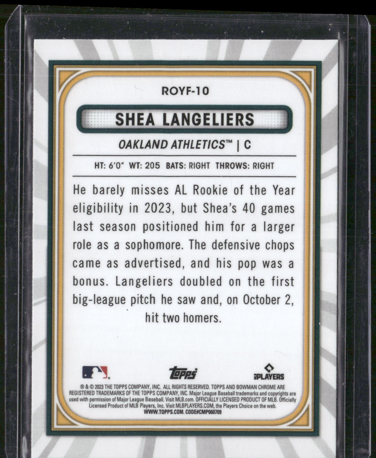 2023 Bowman #ROYF-10 Shea Langeliers Rookie of the Year Favorites