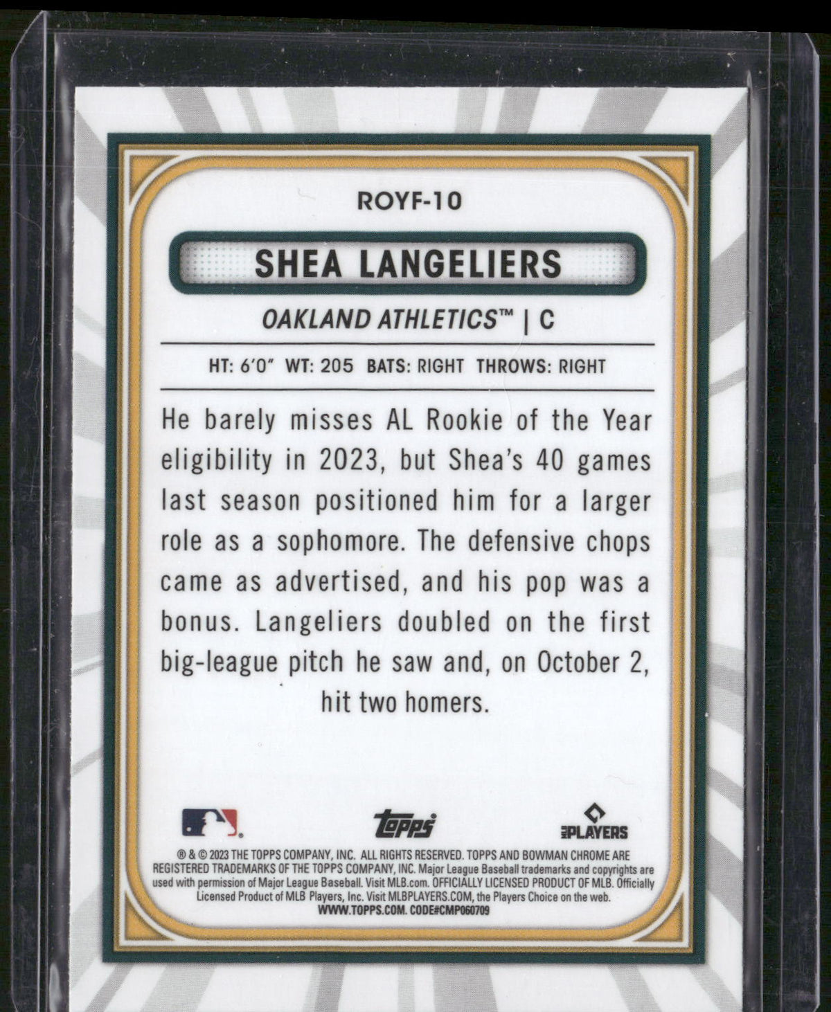 2023 Bowman #ROYF-10 Shea Langeliers Rookie of the Year Favorites