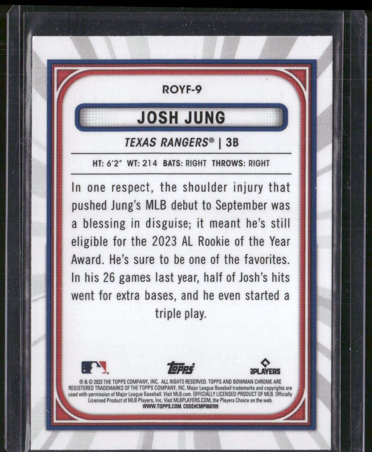 2023 Bowman #ROYF-9 Josh Jung Rookie of the Year Favorites