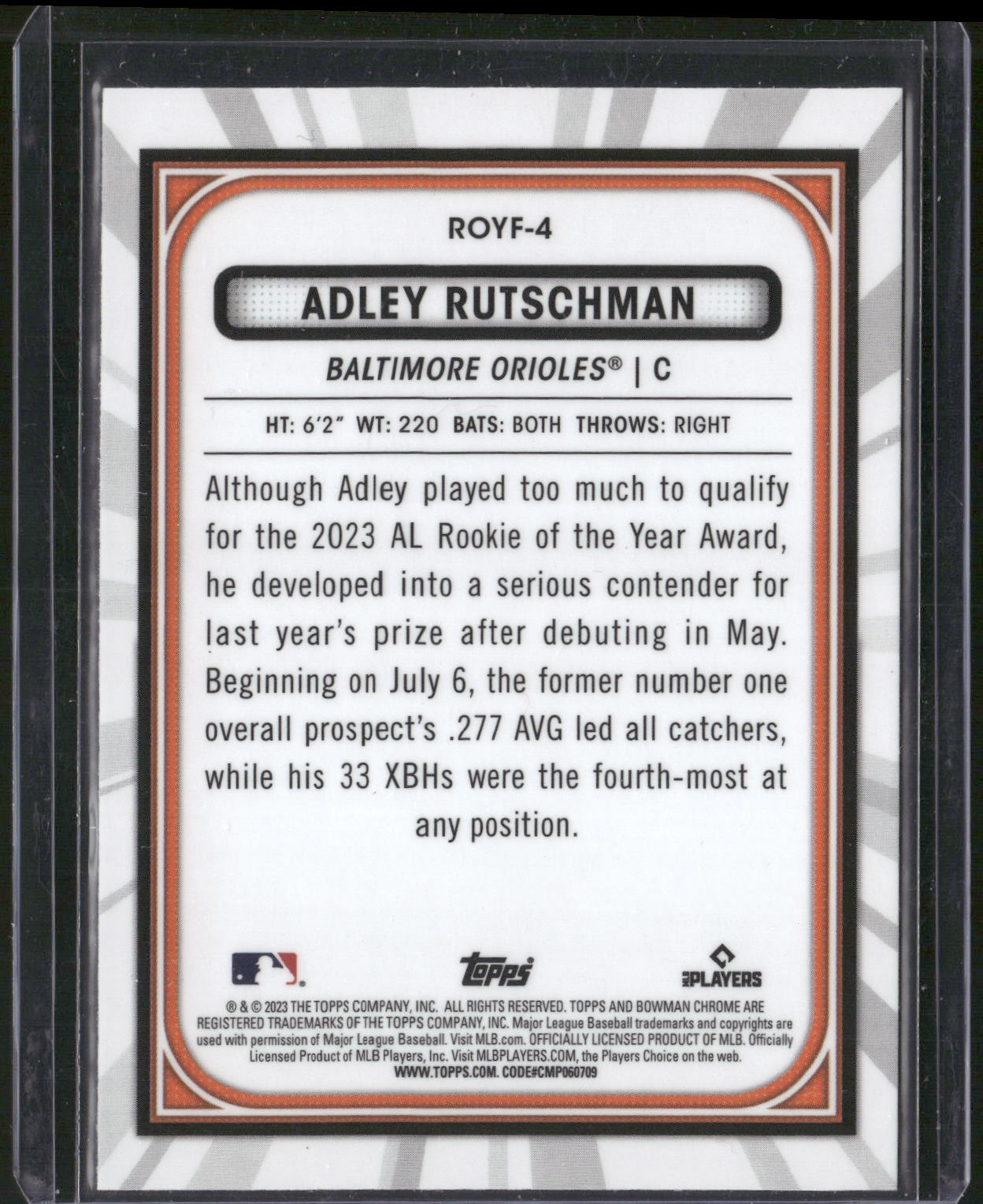 2023 Bowman #ROYF-4 Adley Rutschman Rookie of the Year Favorites
