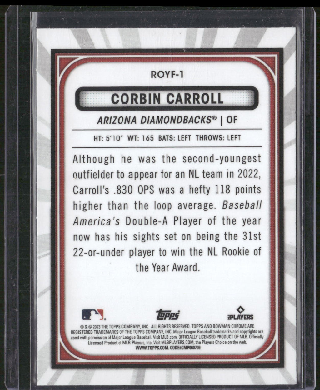 2023 Bowman #ROYF-1 Corbin Carroll Rookie of the Year Favorites