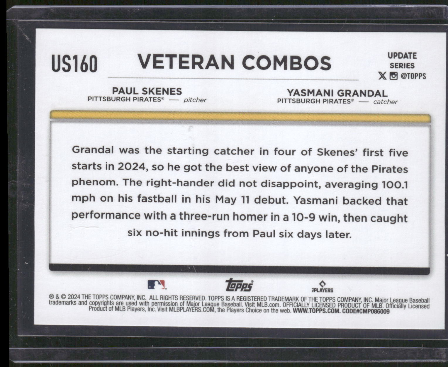 2024 Topps #US160 Duo An Immediate Hit: Skenes Gasses Up Grandal Royal Blue