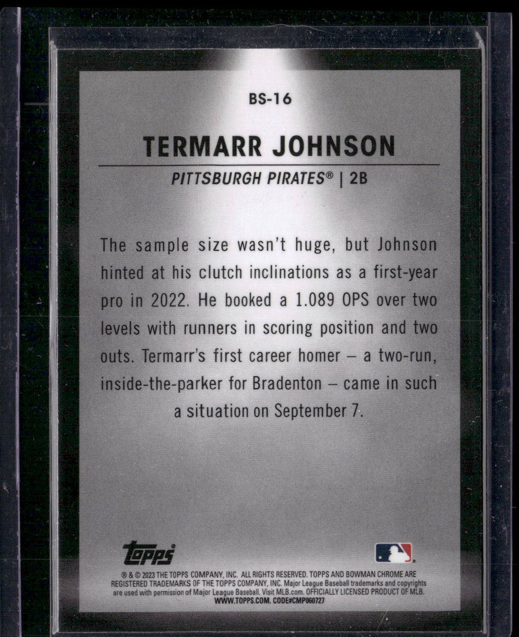 2023 Bowman #BS-16 Termarr Johnson Bowman Spotlights