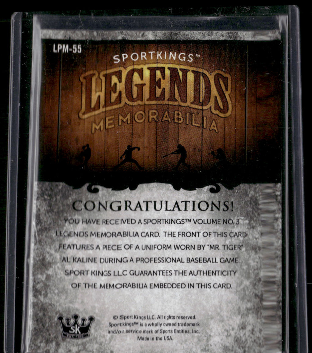 2022 Sportkings Vol 3 Al Kaline #LPM-55 Game Worn Jersey Relic Black Parallel