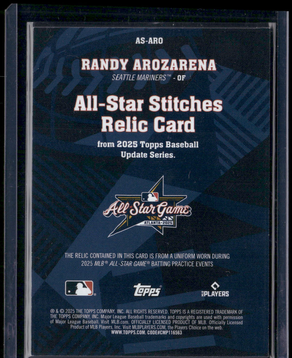 2025 Topps Update #AS-ARO Randy Arozarena All-Star Stitches