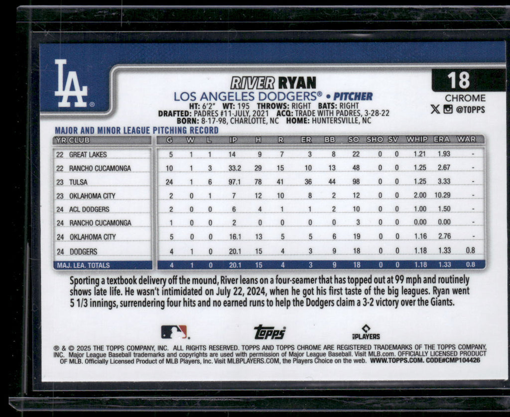 2025 Topps Chrome #18 River Ryan Sepia Refractors
