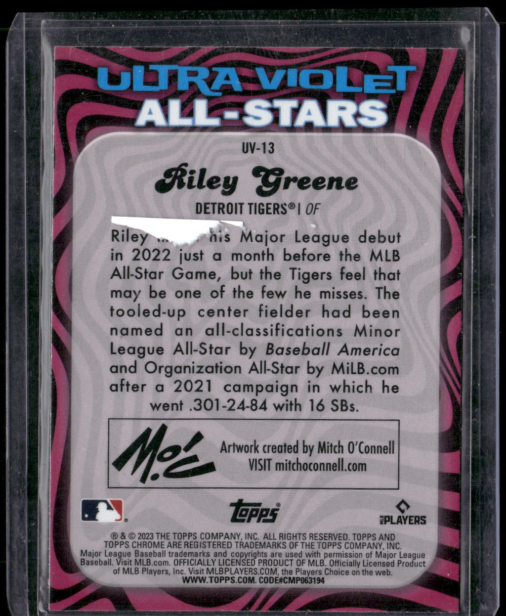 2023 Topps Chrome #UV-13 Riley Greene Ultraviolet All-Stars