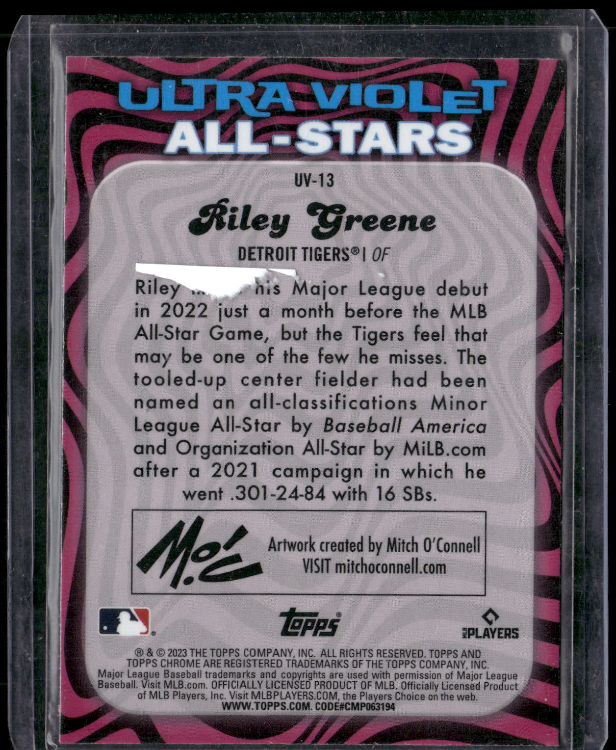 2023 Topps Chrome #UV-13 Riley Greene Ultraviolet All-Stars