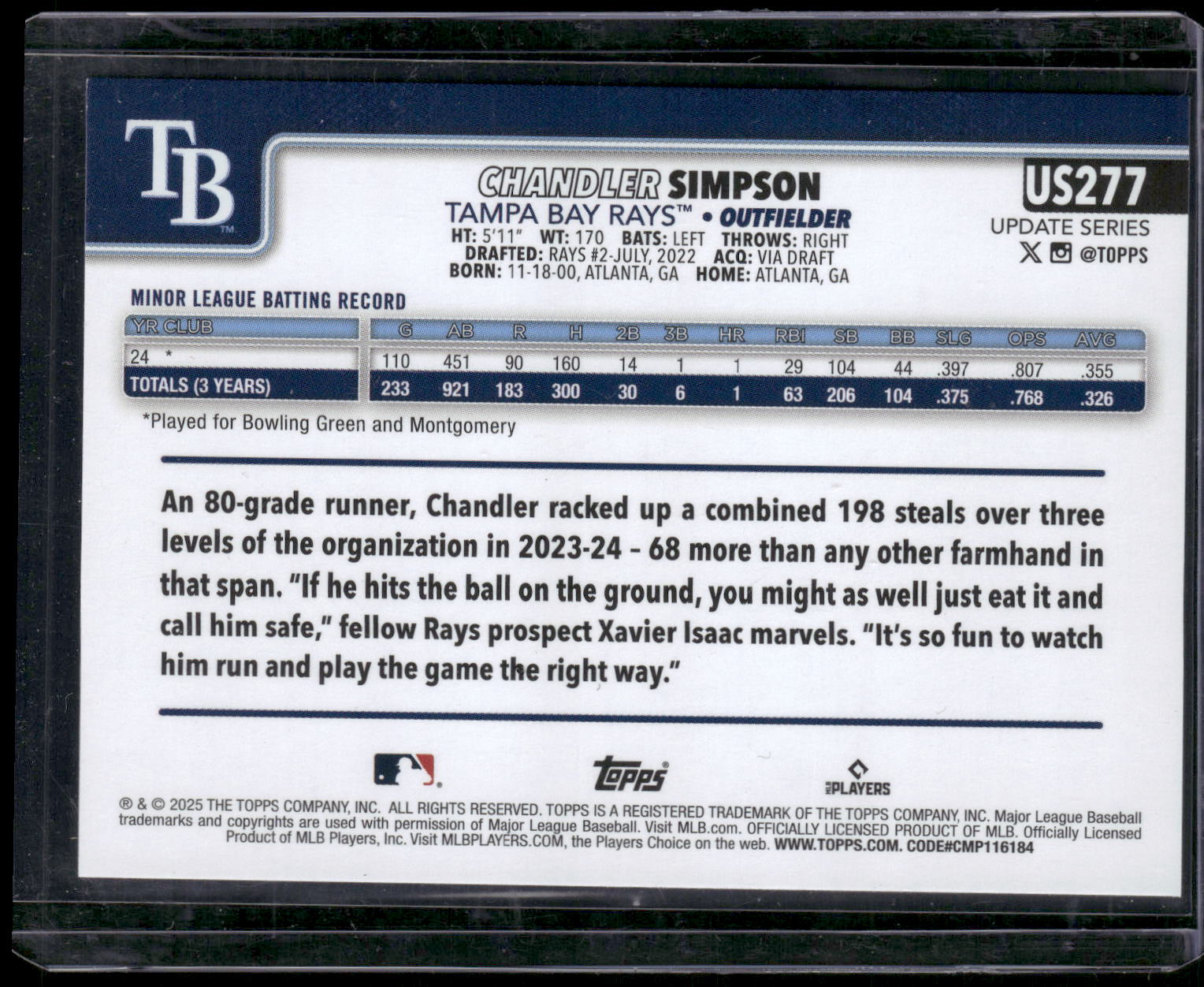 2025 Topps Update #US277 Chandler Simpson