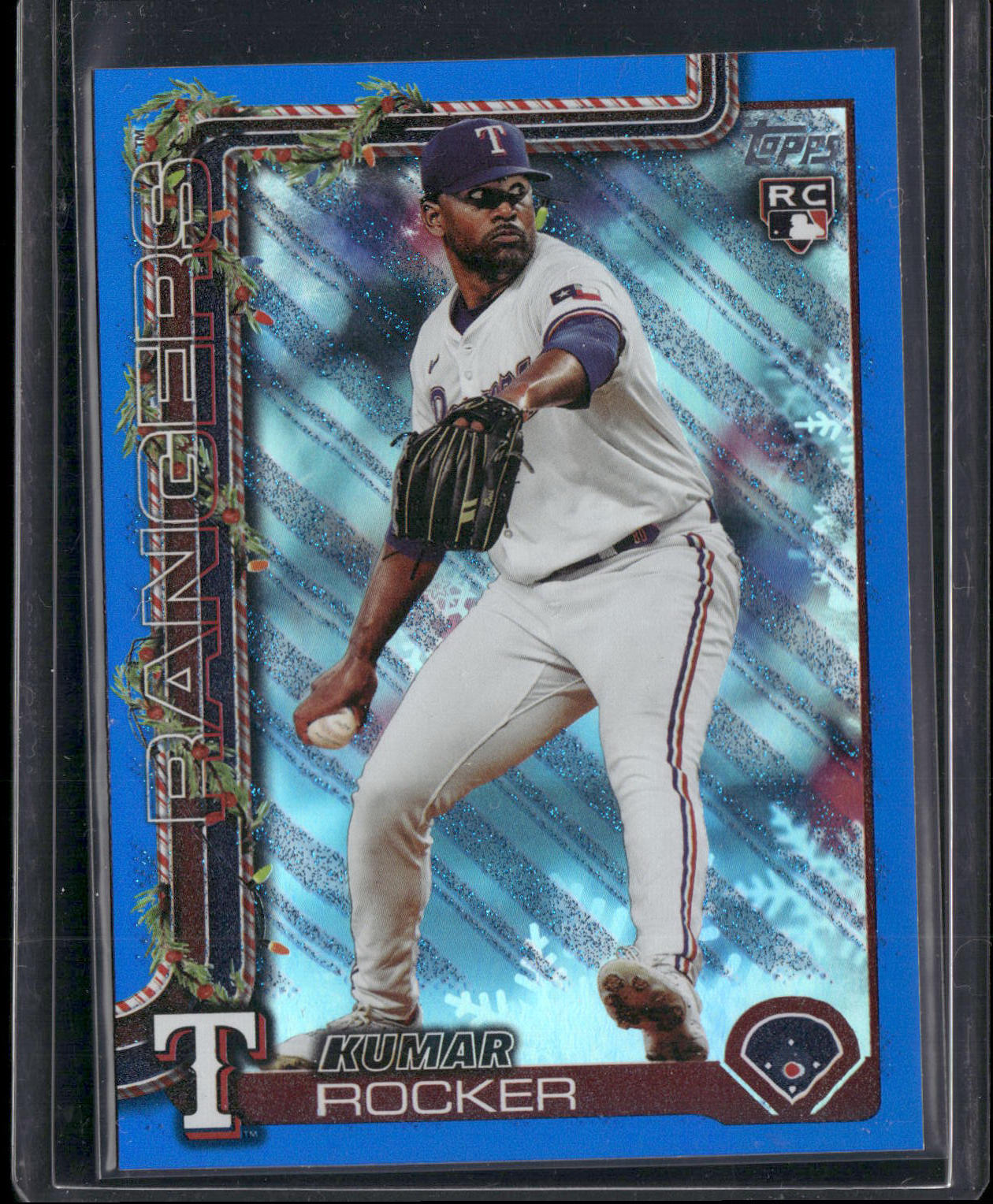 2025 Topps Holiday #H148 Kumar Rocker Blue Metallic Glitter Holiday