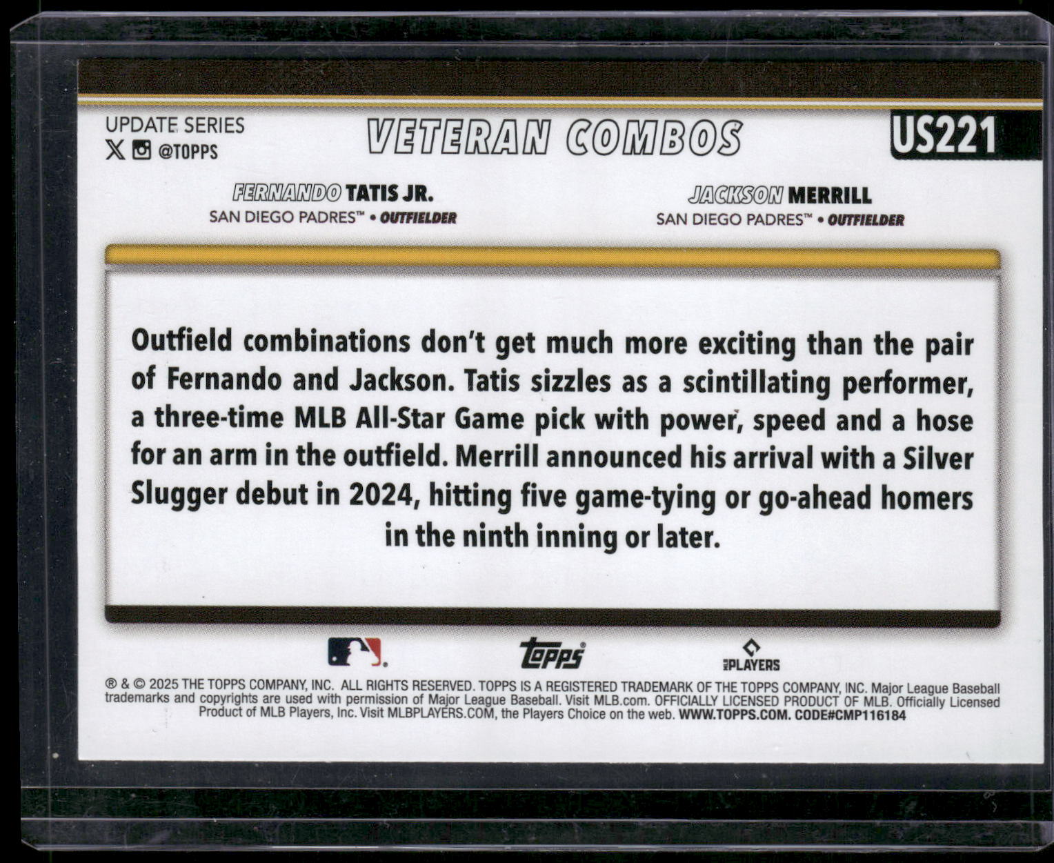 2025 Topps Update #US221 Jackson Merrill / Fernando Tatis Jr. Holiday Ghosts