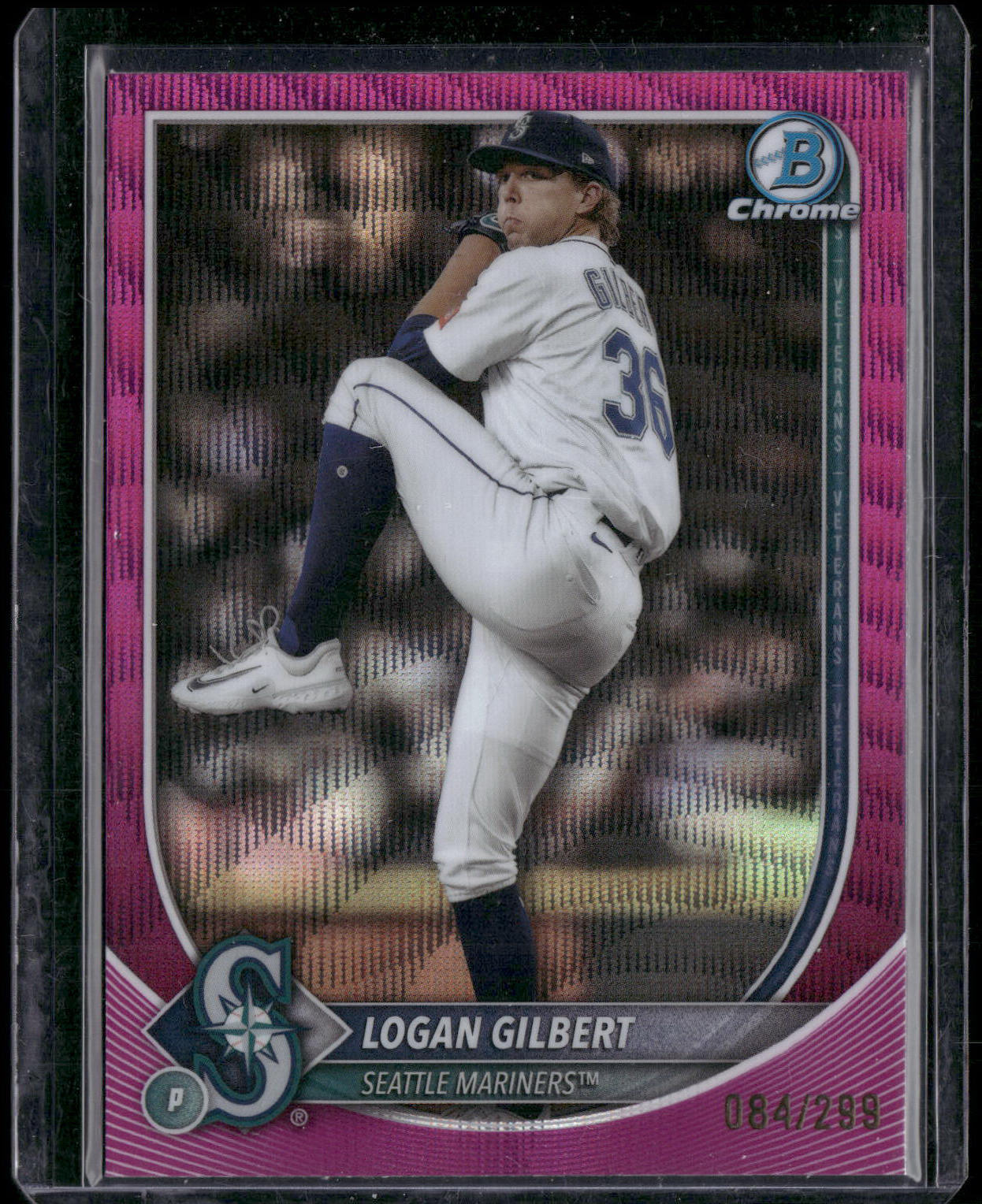 2025 Bowman Chrome #9 Logan Gilbert Fuchsia Wave #/299