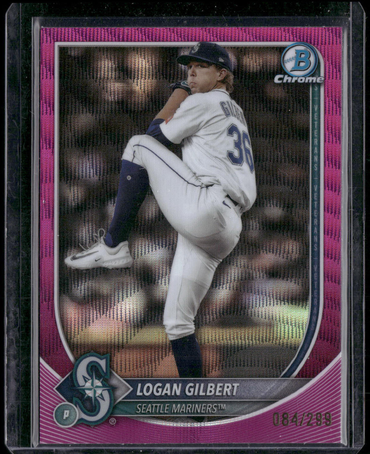 2025 Bowman Chrome #9 Logan Gilbert Fuchsia Wave #/299