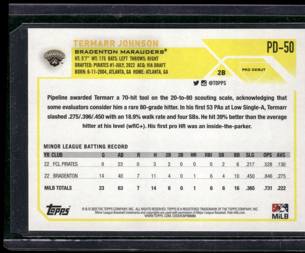 2023 Topps Pro Debut #PD-50 Termarr Johnson